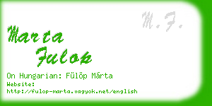 marta fulop business card
